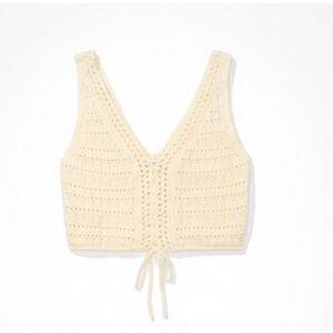 NWT AE Cropped Lace-Up Knit Tank Top